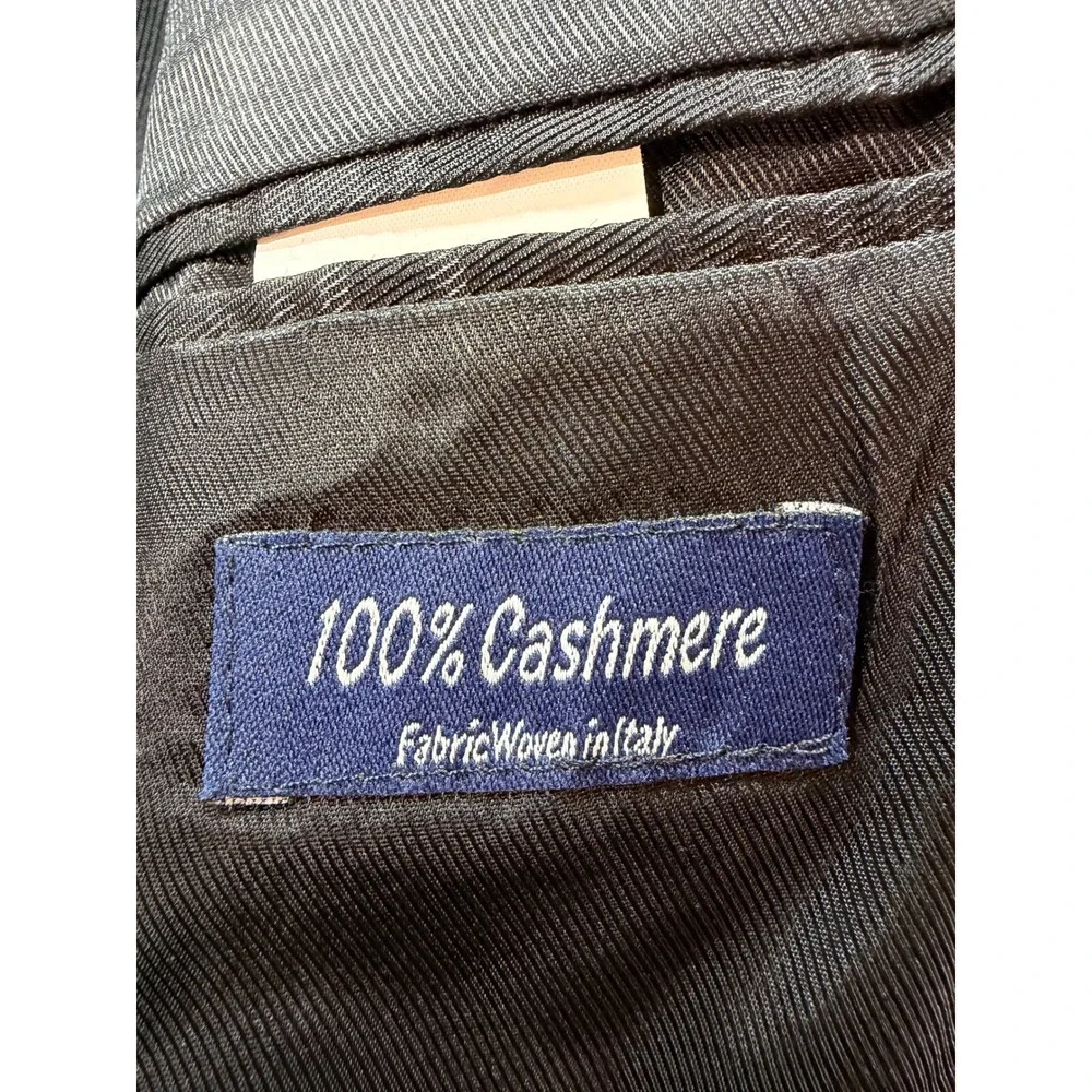 Andrew Fezza Mens 46R Black 100% Pure Cashmere 3-Button Blazer Sport Coat Italy